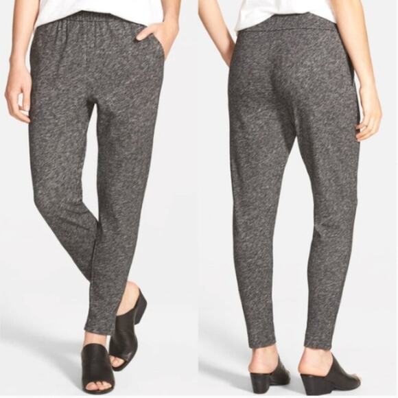 Eileen Fisher Women's Wool Blend Knit Slouchy Pants Gray Space Dye  L - Picture 1 of 9
